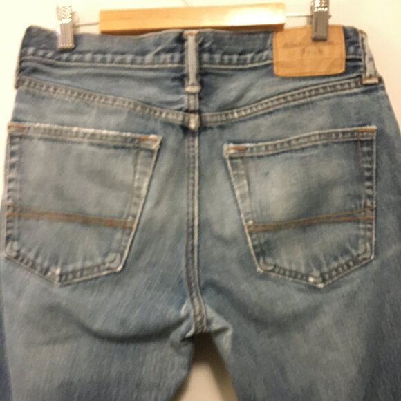 Abercrombie & Fitch Slim & Straight Blue Distressed Denim Jeans - Picture 4 of 16